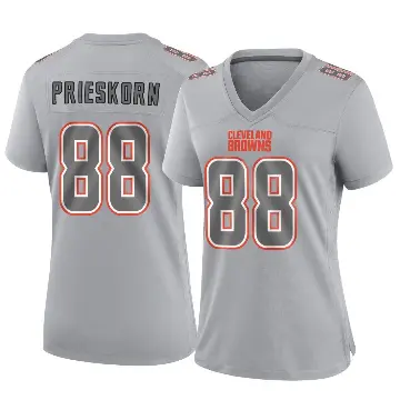 ＃88 Women's Caden Prieskorn Gray Game Cleveland Browns Atmosphere Fashion Jersey