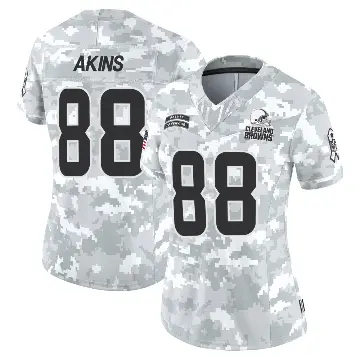 ＃88 Women's Jordan Akins Arctic Camo Limited Cleveland Browns 2024 Salute to Service Jersey