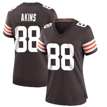＃88 Women's Jordan Akins Brown Game Cleveland Browns Team Color Jersey