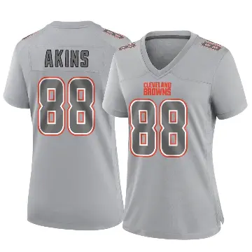 ＃88 Women's Jordan Akins Gray Game Cleveland Browns Atmosphere Fashion Jersey