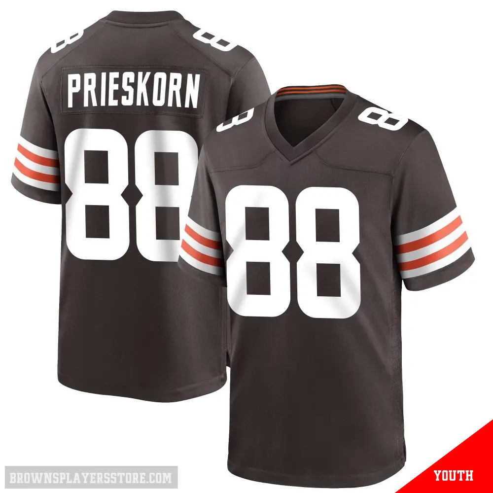 ＃88 Youth Caden Prieskorn Brown Game Cleveland Browns Team Color Jersey