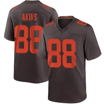 ＃88 Youth Jordan Akins Brown Game Cleveland Browns Alternate Jersey