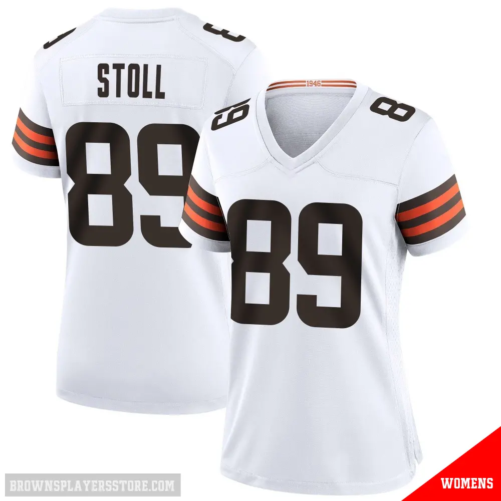 ＃89 Women's Jack Stoll White Game Cleveland Browns Jersey