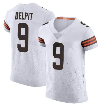 ＃9 Men's Grant Delpit White Elite Cleveland Browns Vapor Jersey