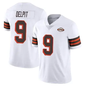 ＃9 Men's Grant Delpit White Limited Cleveland Browns Vapor 1946 Collection Alternate Jersey
