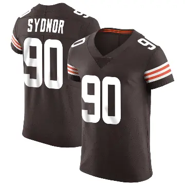 ＃90 Men's Khordae Sydnor Brown Elite Cleveland Browns Vapor Jersey