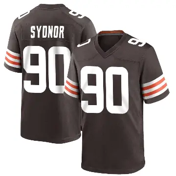 ＃90 Men's Khordae Sydnor Brown Game Cleveland Browns Team Color Jersey