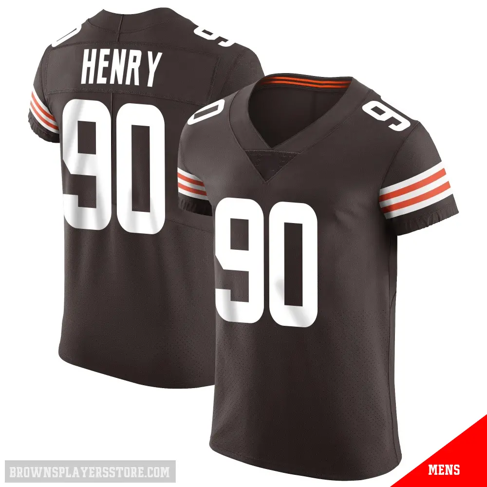 ＃90 Men's KJ Henry Brown Elite Cleveland Browns Vapor Jersey