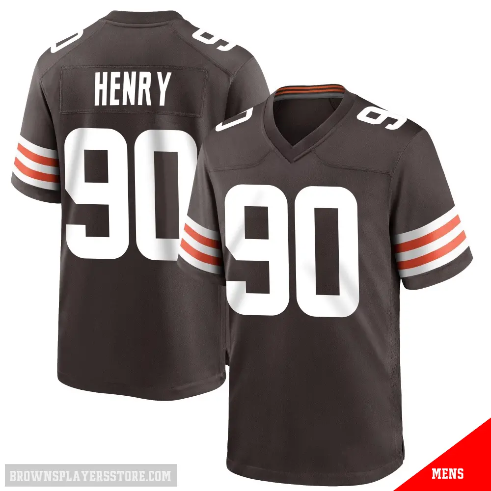 ＃90 Men's KJ Henry Brown Game Cleveland Browns Team Color Jersey