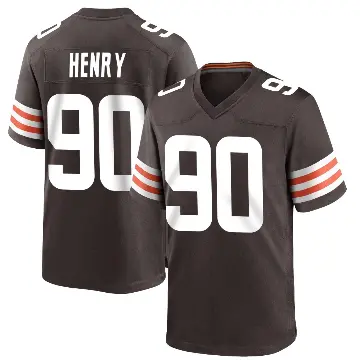 ＃90 Men's KJ Henry Brown Game Cleveland Browns Team Color Jersey