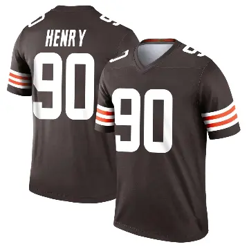 ＃90 Men's KJ Henry Brown Legend Cleveland Browns Jersey
