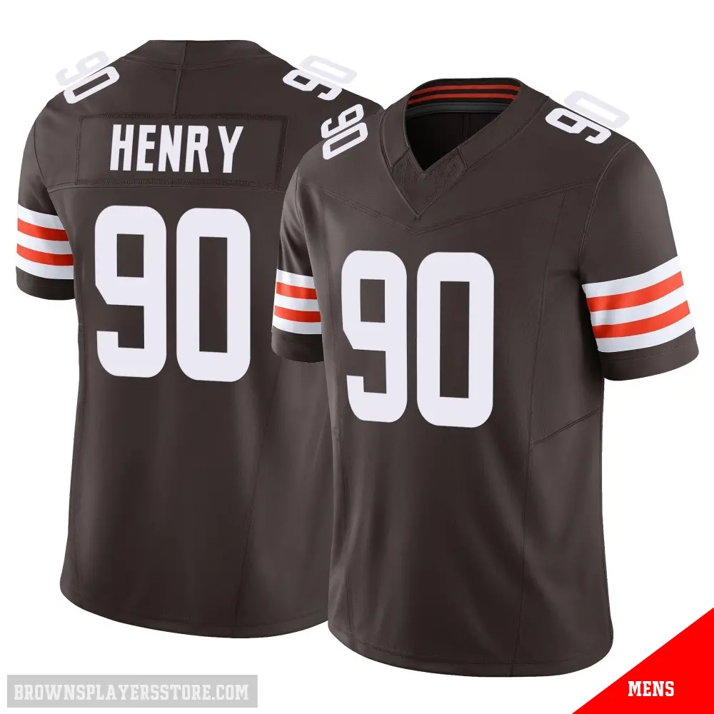 ＃90 Men's KJ Henry Brown Limited Cleveland Browns Vapor F.U.S.E. Jersey