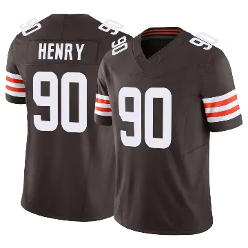 ＃90 Men's KJ Henry Brown Limited Cleveland Browns Vapor F.U.S.E. Jersey