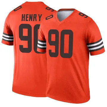 ＃90 Men's KJ Henry Orange Legend Cleveland Browns Inverted Jersey