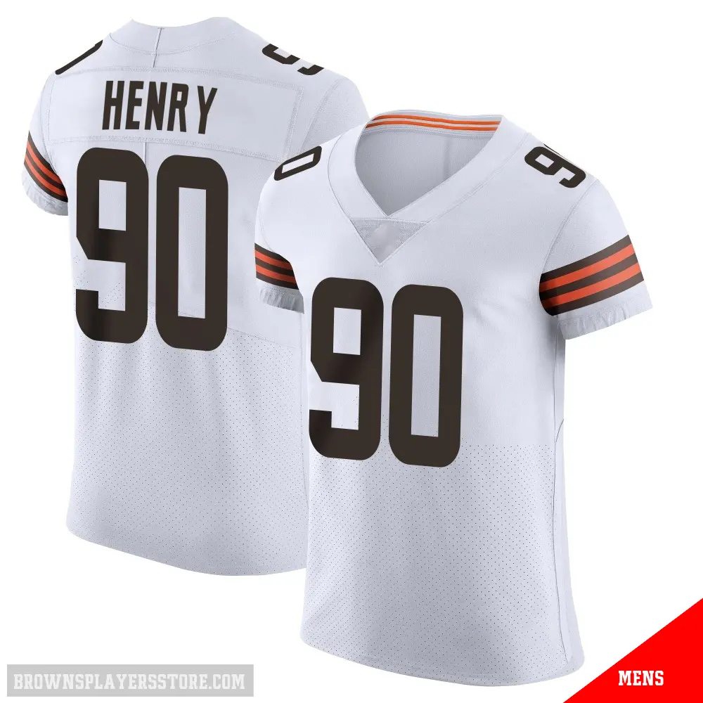 ＃90 Men's KJ Henry White Elite Cleveland Browns Vapor Jersey