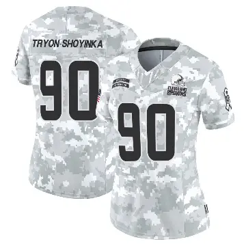 ＃90 Women's Joe Tryon-Shoyinka Arctic Camo Limited Cleveland Browns 2024 Salute to Service Jersey