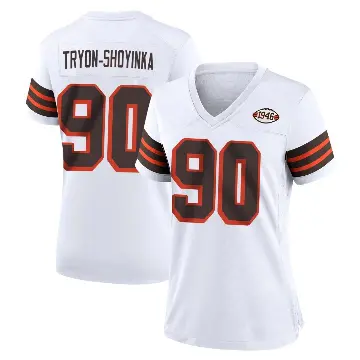 ＃90 Women's Joe Tryon-Shoyinka White Game Cleveland Browns 1946 Collection Alternate Jersey