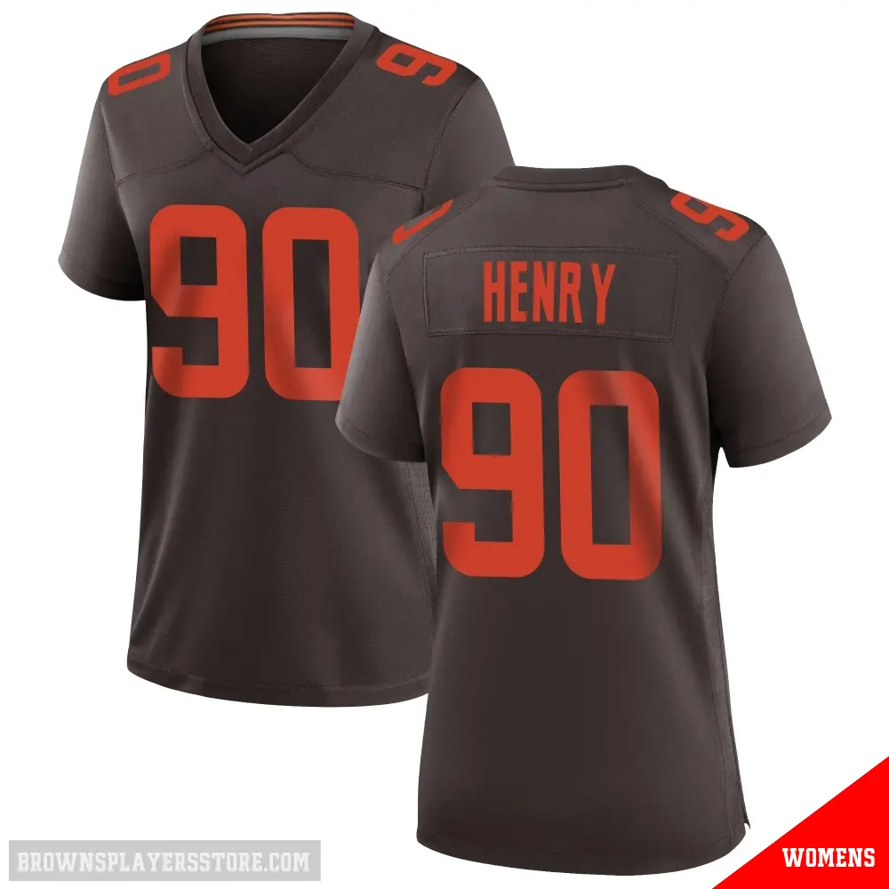 ＃90 Women's KJ Henry Brown Game Cleveland Browns Alternate Jersey