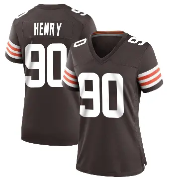 ＃90 Women's KJ Henry Brown Game Cleveland Browns Team Color Jersey