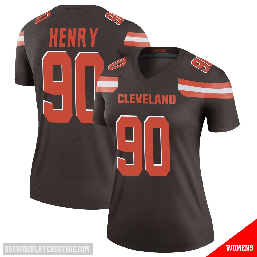 ＃90 Women's KJ Henry Brown Legend Cleveland Browns Jersey