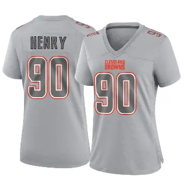 ＃90 Women's KJ Henry Gray Game Cleveland Browns Atmosphere Fashion Jersey