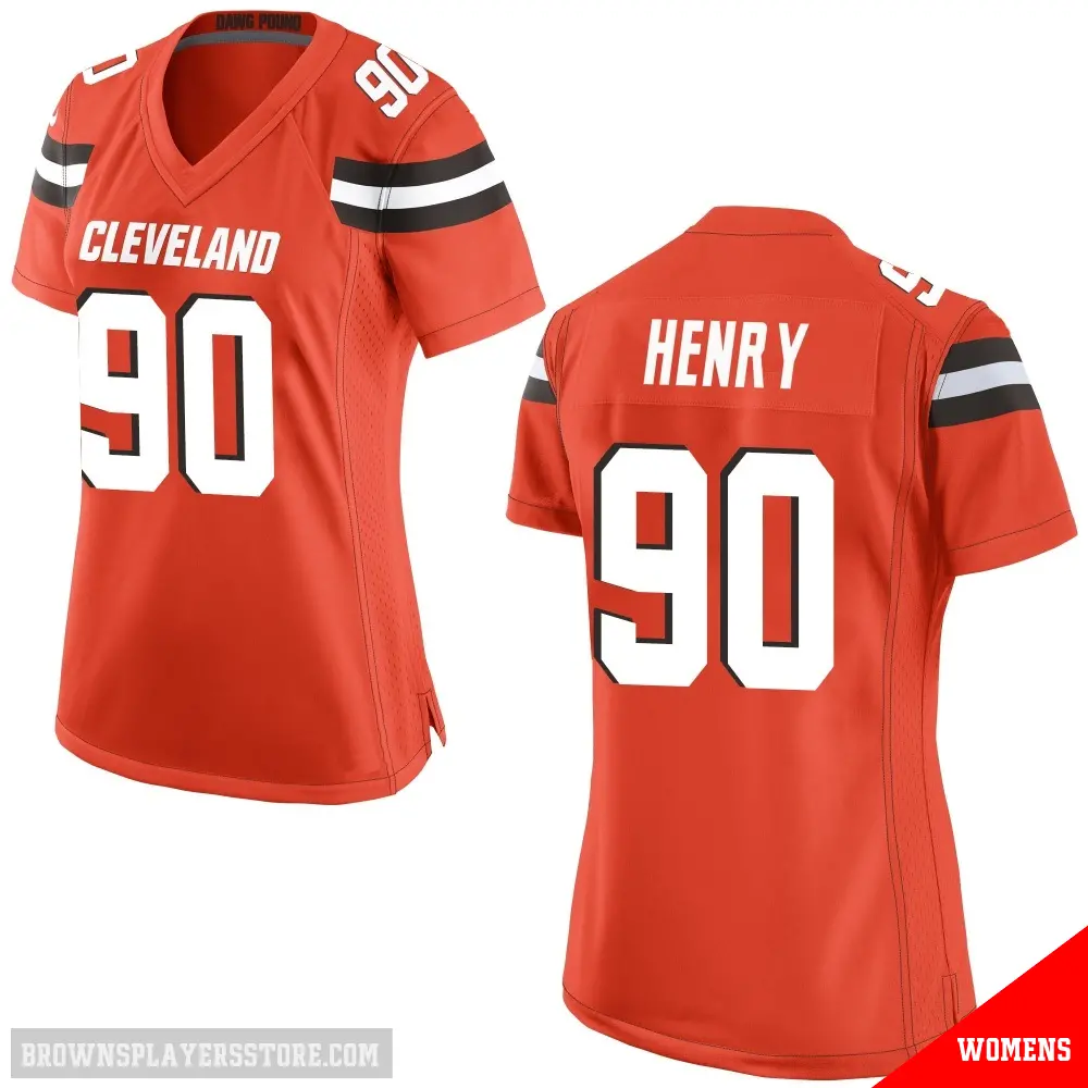 ＃90 Women's KJ Henry Orange Game Cleveland Browns Alternate Jersey