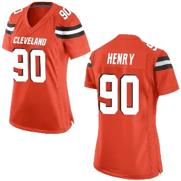 ＃90 Women's KJ Henry Orange Game Cleveland Browns Alternate Jersey