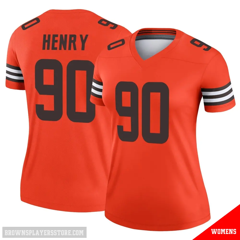 ＃90 Women's KJ Henry Orange Legend Cleveland Browns Inverted Jersey