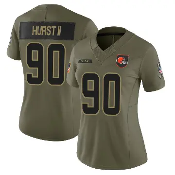 ＃90 Women's Maurice Hurst II Olive Limited Cleveland Browns 2025 Salute to Service Jersey