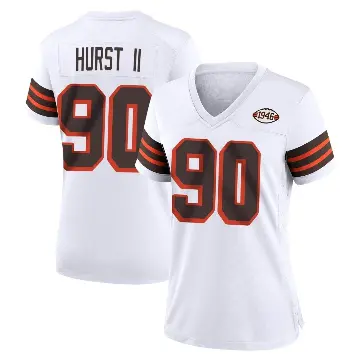 ＃90 Women's Maurice Hurst II White Game Cleveland Browns 1946 Collection Alternate Jersey