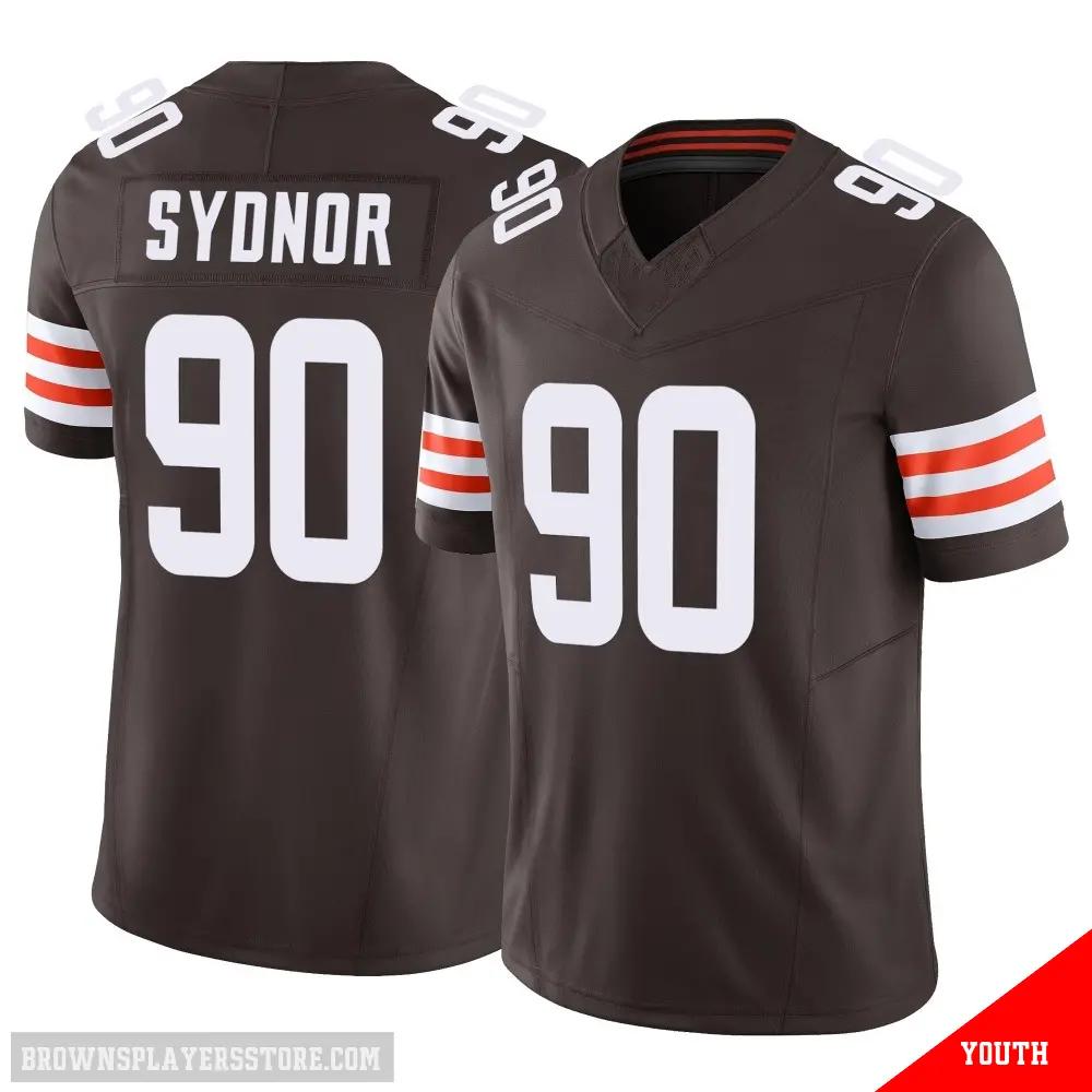 ＃90 Youth Khordae Sydnor Brown Limited Cleveland Browns Vapor F.U.S.E. Jersey
