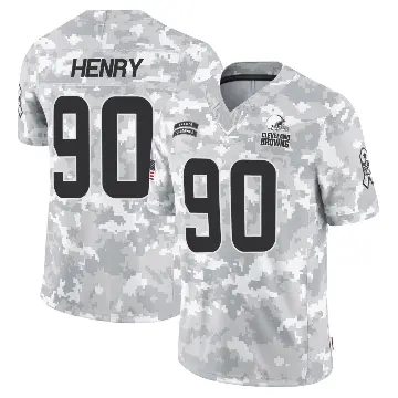 ＃90 Youth KJ Henry Arctic Camo Limited Cleveland Browns 2024 Salute to Service Jersey