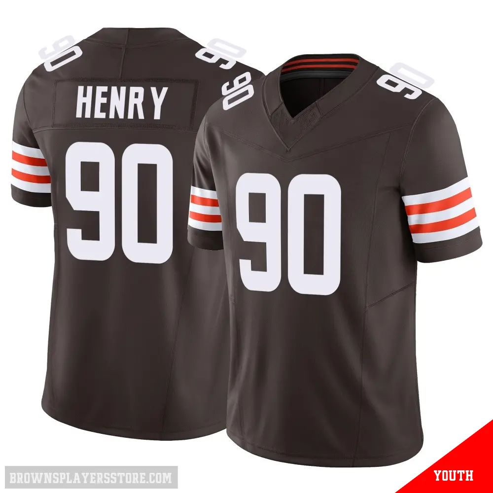 ＃90 Youth KJ Henry Brown Limited Cleveland Browns Vapor F.U.S.E. Jersey