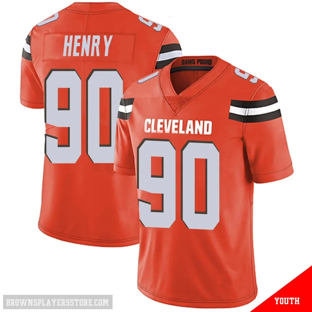 ＃90 Youth KJ Henry Orange Limited Cleveland Browns Alternate Vapor Untouchable Jersey