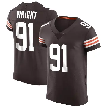 ＃91 Men's Alex Wright Brown Elite Cleveland Browns Vapor Jersey