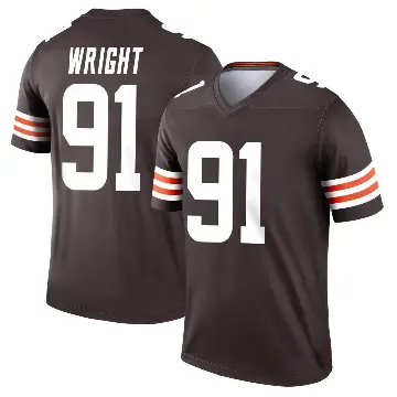 ＃91 Men's Alex Wright Brown Legend Cleveland Browns Jersey
