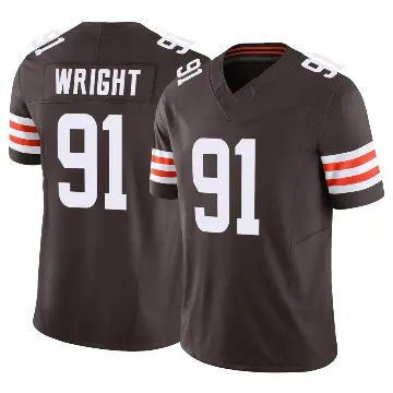 ＃91 Men's Alex Wright Brown Limited Cleveland Browns Vapor F.U.S.E. Jersey
