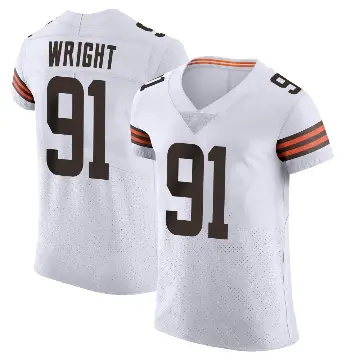 ＃91 Men's Alex Wright White Elite Cleveland Browns Vapor Jersey