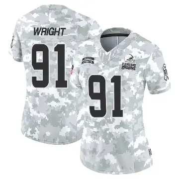 ＃91 Women's Alex Wright Arctic Camo Limited Cleveland Browns 2024 Salute to Service Jersey