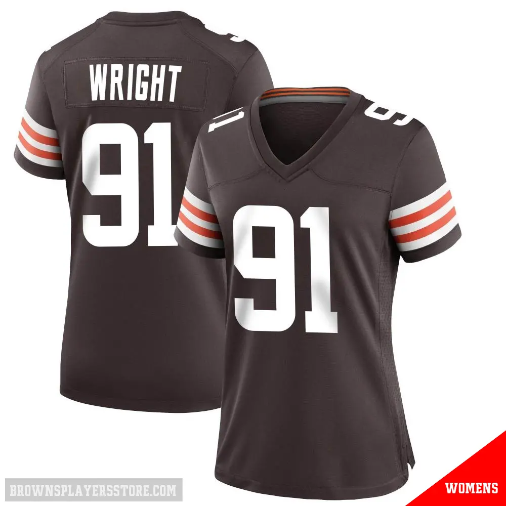 ＃91 Women's Alex Wright Brown Game Cleveland Browns Team Color Jersey