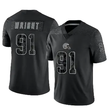＃91 Youth Alex Wright Black Limited Cleveland Browns Reflective Jersey