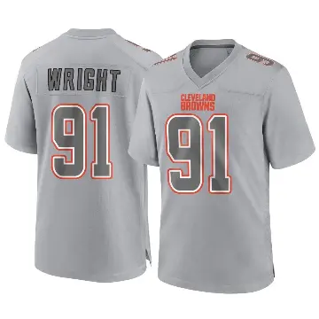 ＃91 Youth Alex Wright Gray Game Cleveland Browns Atmosphere Fashion Jersey