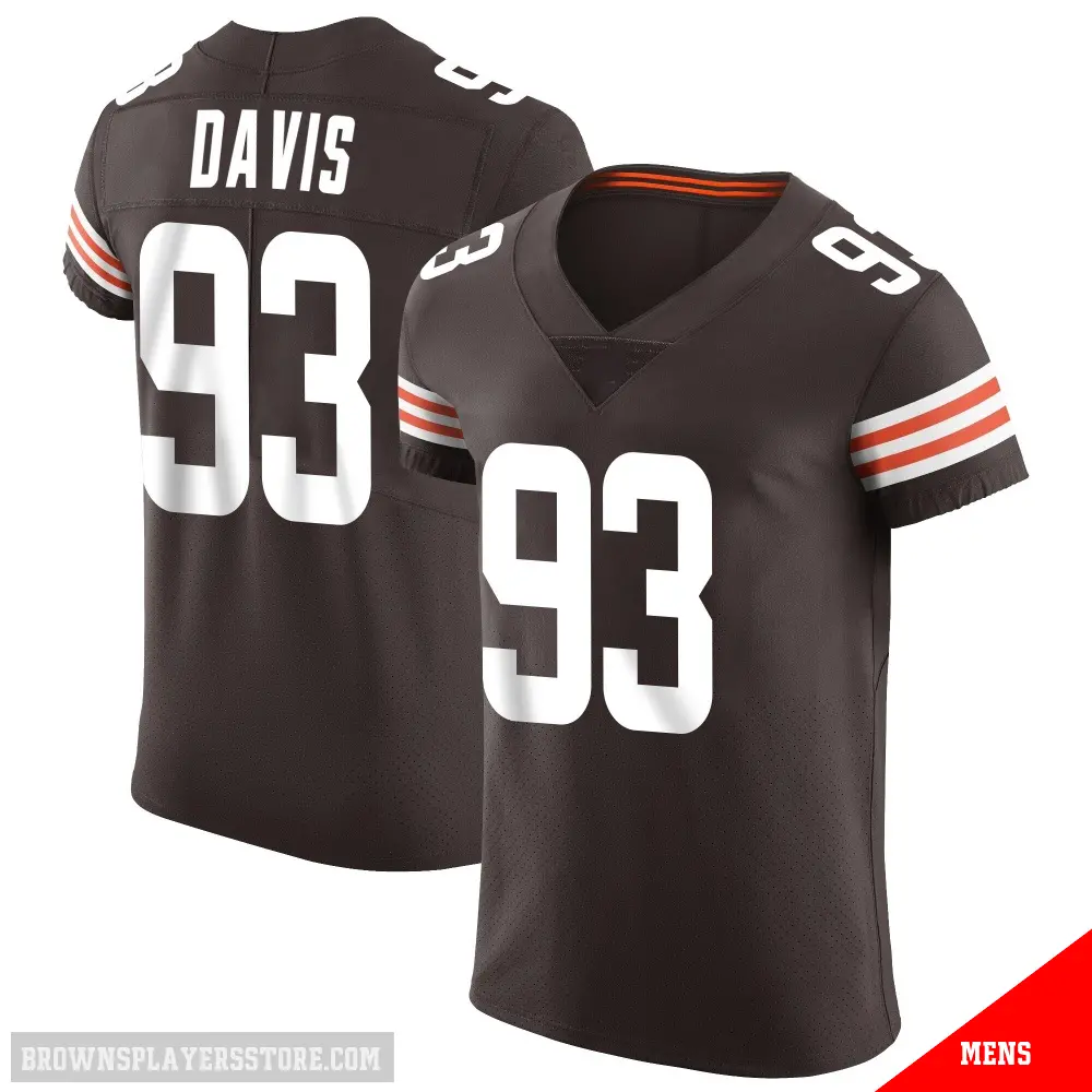 ＃93 Men's Kalia Davis Brown Elite Cleveland Browns Vapor Jersey