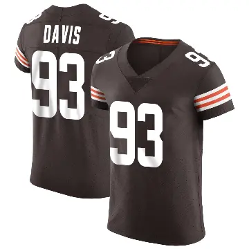 ＃93 Men's Kalia Davis Brown Elite Cleveland Browns Vapor Jersey