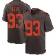 ＃93 Men's Kalia Davis Brown Game Cleveland Browns Alternate Jersey