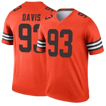 ＃93 Men's Kalia Davis Orange Legend Cleveland Browns Inverted Jersey