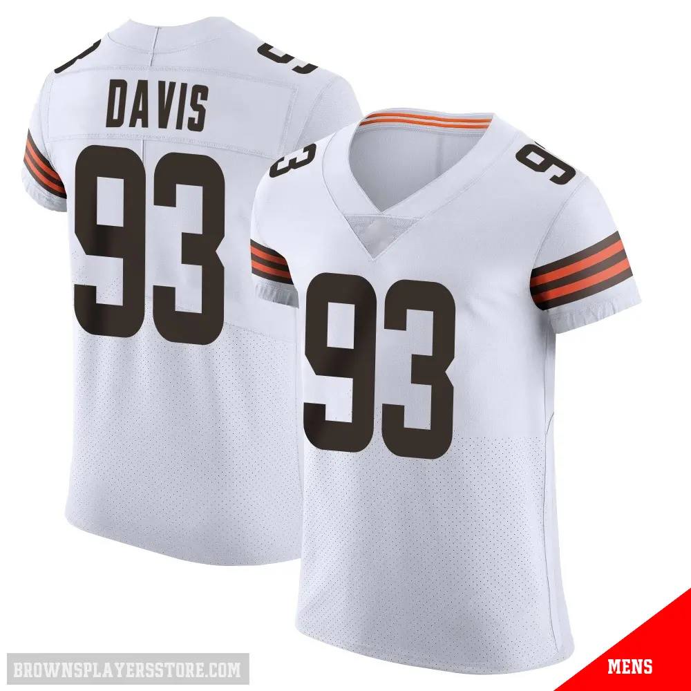 ＃93 Men's Kalia Davis White Elite Cleveland Browns Vapor Jersey