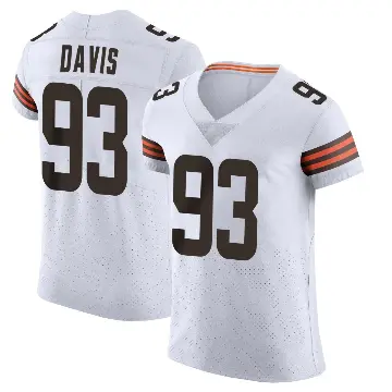 ＃93 Men's Kalia Davis White Elite Cleveland Browns Vapor Jersey