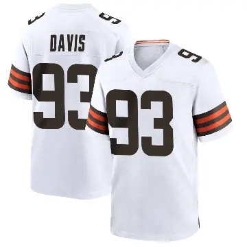 ＃93 Men's Kalia Davis White Game Cleveland Browns Jersey