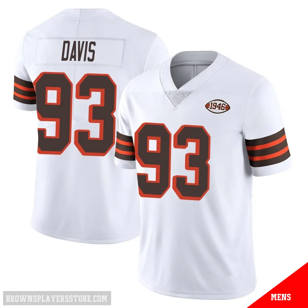 ＃93 Men's Kalia Davis White Limited Cleveland Browns Vapor 1946 Collection Alternate Jersey